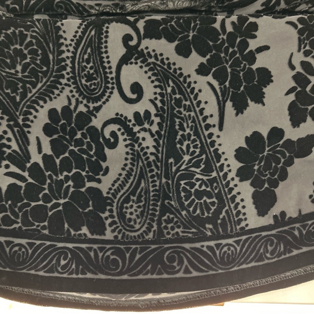 Donna Morgan Burnout Paisley Dress Black Rayon Silk Velvet Shift Lined Size 16 - Picture 9 of 9